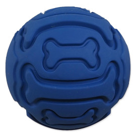 Míček DOG FANTASY gumový pískací modrý - vzor kost 7,5cm