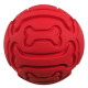 Míček DOG FANTASY gumový pískací červený - vzor kost 9cm