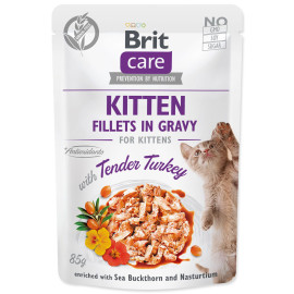 Brit Care Cat Kitten Fillets in Gravy with Tender Turkey 85g 