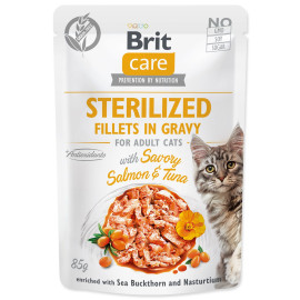 Brit Care Cat Sterilized Fillets in Gravy with Savory Salmon&Tuna 85g 