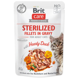 Brit Care Cat Sterilized Fillets in Gravy with Hearty Duck 85g 