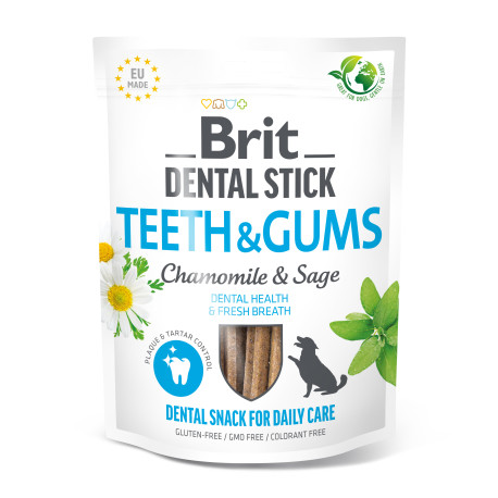 Pochoutka Brit Dental Stick Teeth & Gums s heřmánkem a šalvějí 7ks