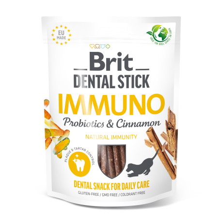 Pochoutka Brit Dental Stick Immuno s Probiotiky a Skořicí 7ks