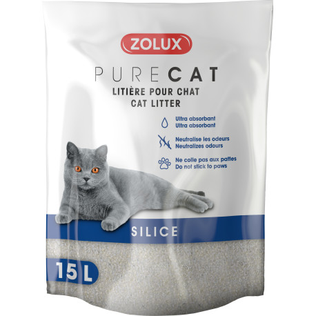 Podestýlka PURECAT natural silica 15l Zolux