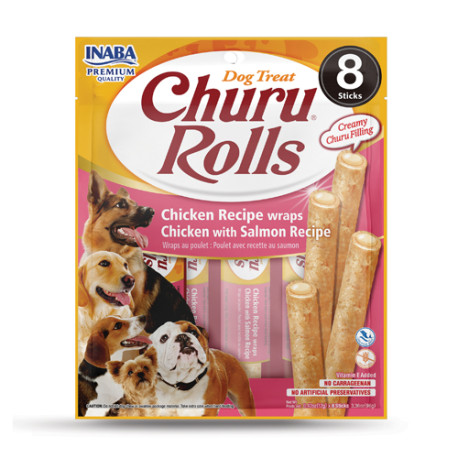 Churu Dog Rolls Chicken with Salmon wraps 8x12g