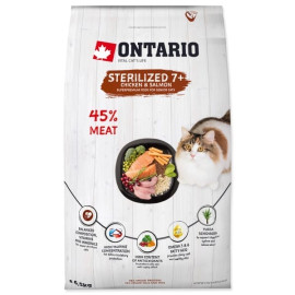 Krmivo Ontario Cat Sterilised 7+ Senior 2kg+Pochoutka Ontario 50g
