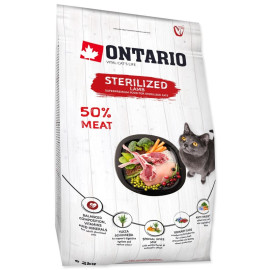 Krmivo Ontario Cat Sterilised Lamb 2kg+Pochoutka Ontario 50g