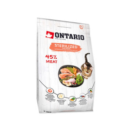 Krmivo Ontario Cat Sterilised Salmon 2kg+Pochoutka Ontario 50g
