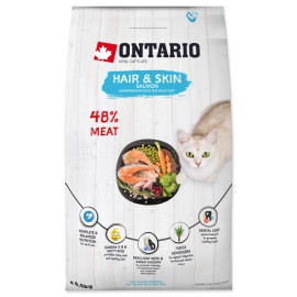 Krmivo Ontario Cat Hair & Skin 2kg+Pochoutka Ontario 50g