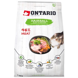Krmivo Ontario Cat Hairball 2kg+Pochoutka Ontario 50g