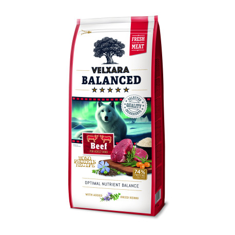 Velxara Balanced FM Dog Adult Monoprot.Beef&Rice 12kg
