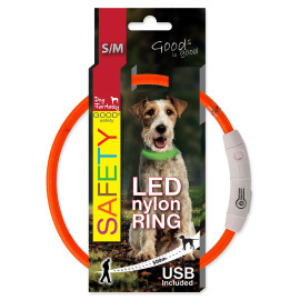 Obojek DOG FANTASY světelný USB oranžový 45cm 1ks