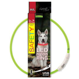 Obojek DOG FANTASY světelný USB zelený 65cm 1ks