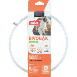 Obojek LED transparent BIVOUAK 30-60cm USB červ. Zolux