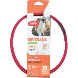 Obojek LED velký BIVOUAK 30-60cm USB červená Zolux
