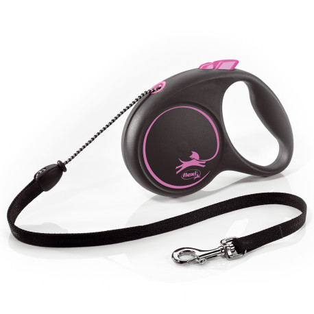 Vodítko FLEXI Black Design M lanko 5m/20kg růžová