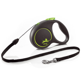 Vodítko FLEXI Black Design S lanko 5m/12kg zelená