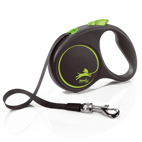 Vodítko FLEXI Black Design S pásek 5m/15kg zelená NEW