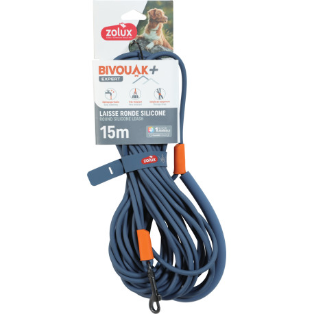 Vodítko pes BIVOUAK kulaté,silik.6mm/15m modrá Zolux