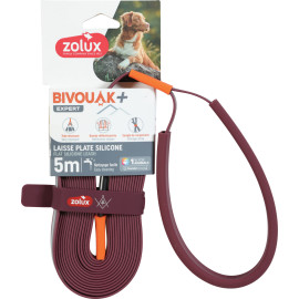 Vodítko pes BIVOUAK ploché,silik.15mm/5m červená Zolux