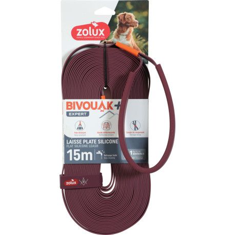 Vodítko pes BIVOUAK ploché,silik.15mm/15m červenáZolux