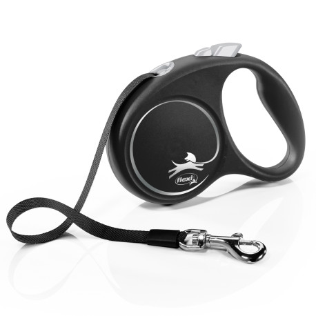 Vodítko FLEXI Black Design S pásek 5m/15kg stříbrná