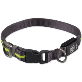 Obojek Dog Fantasy USB LED nylonový svítící S-M zelený 1,9x35-50cm