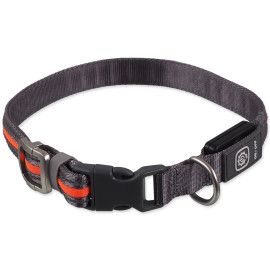 Obojek Dog Fantasy USB LED nylonový svítící S-M oranžový 1,9x35-50cm