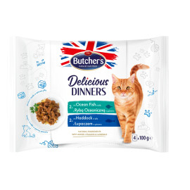 Butcher's Cat Delic.Dinners moř.ryby/treska kaps4x100g