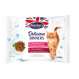 Butcher's Cat Delic.Dinners kuř+ját/kuř+hov kaps4x100g