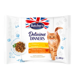 Butcher's Cat Delic.Dinners kuř/kuř+krůtí kapsa 4x100g