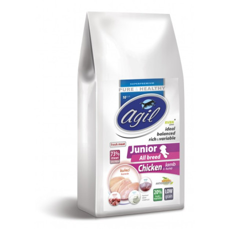 Agil Junior All Breed Low Grain Chicken,Lamb,Tuna 2kg