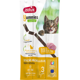 Pochoutka kočka YUMMIES krůtí a játra 3ks Zolux