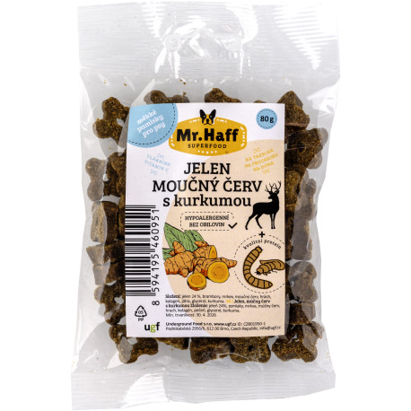 UGF pamlsek Mr. Haff moučný červ, jelen a kurkuma 80g