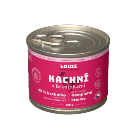 Louie Dog konz. Kachní s brusinkami a prebiotiky 200g