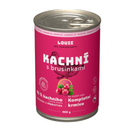 Louie Dog konz. Kachní s brusinkami a prebiotiky 400g