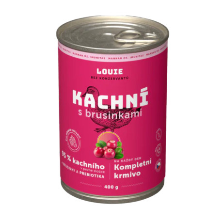 Louie Dog konz. Kachní s brusinkami a prebiotiky 400g