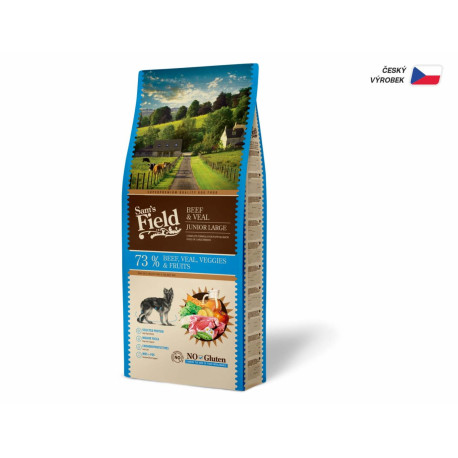 Sam's Field Gluten Free Beef & Veal Junior Large, superprémiové granule  štěňata a mladé psy velkých plemen, 13 kg (bez lepku)