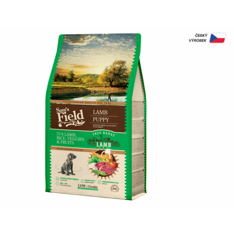 Sam's Field Low Grain Puppy Lamb - Free Range, superprémiové granule pro štěňata s jehně. z volného chovu, 2,5 kg ( bez pšenice)