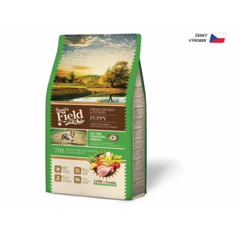 Sam's Field Low Grain Puppy Chicken & Potato, superprémiové granule pro štěňata, 2,5 kg (bez pšenice)