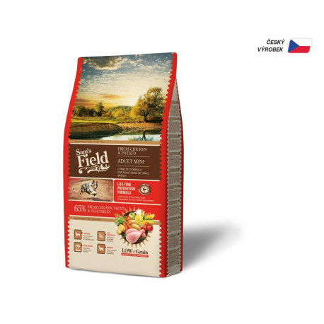 Sam's Field Low Grain Adult Mini Chicken & Potato, superprémiové granule pro dospělé psy všech malých plemen, 8 kg (bez pšenice)