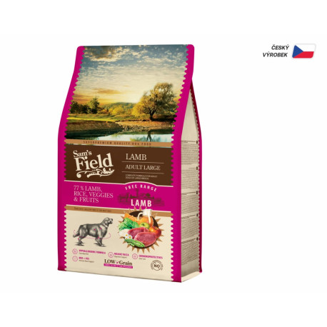 Sam's Field Low Grain Adult Large Lamb-Free Range, superprémiové granule pro dospělé psy - jehně,2,5 kg(bez pšenice)