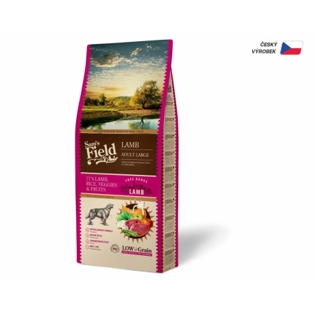 Sam's Field Low Grain Adult Large Lamb - Free Range, superprémiové granule pro dospělé psy -jehně,13 kg(bez pšenice)