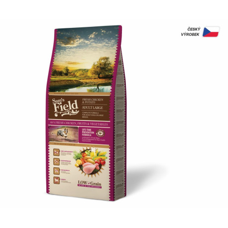 Sam's Field Low Grain Adult Large Chicken & Potato, superprémiové granule pro dospělé psy velkých plemen, 13 kg (bez pšenice)
