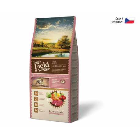 Sam's Field Low Grain Light & Senior Lamb & Rice, superprémiové granule pro psy, 13 kg (Sams Field bez pšenice)