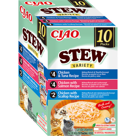 Churu Cat BOX Stew Chic.Tuna&Chic.Salm&Chic.Scal10x40g
