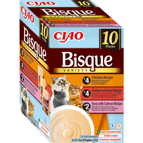 Churu Cat BOX Bisque Chick.&Chick.Beef&Tun.Salm.10x40g
