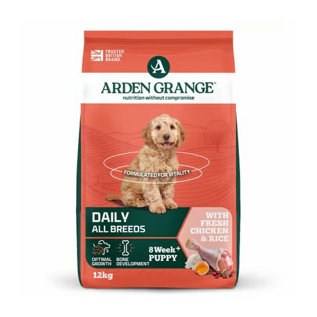 Arden Grange Dog Puppy/Junior rich in fresh Chick.12kg