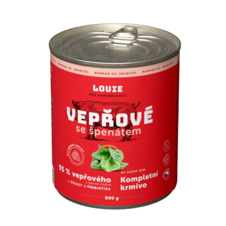 Louie Dog konz. Vepřové se špenátem a prebiotiky 800g