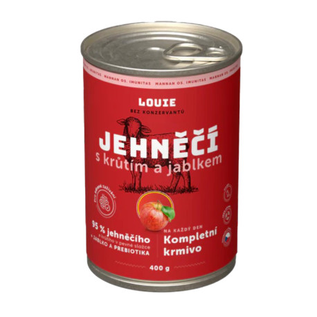Louie Dog konz. Jehněčí s krůtím,jablk.prebiotiky 400g